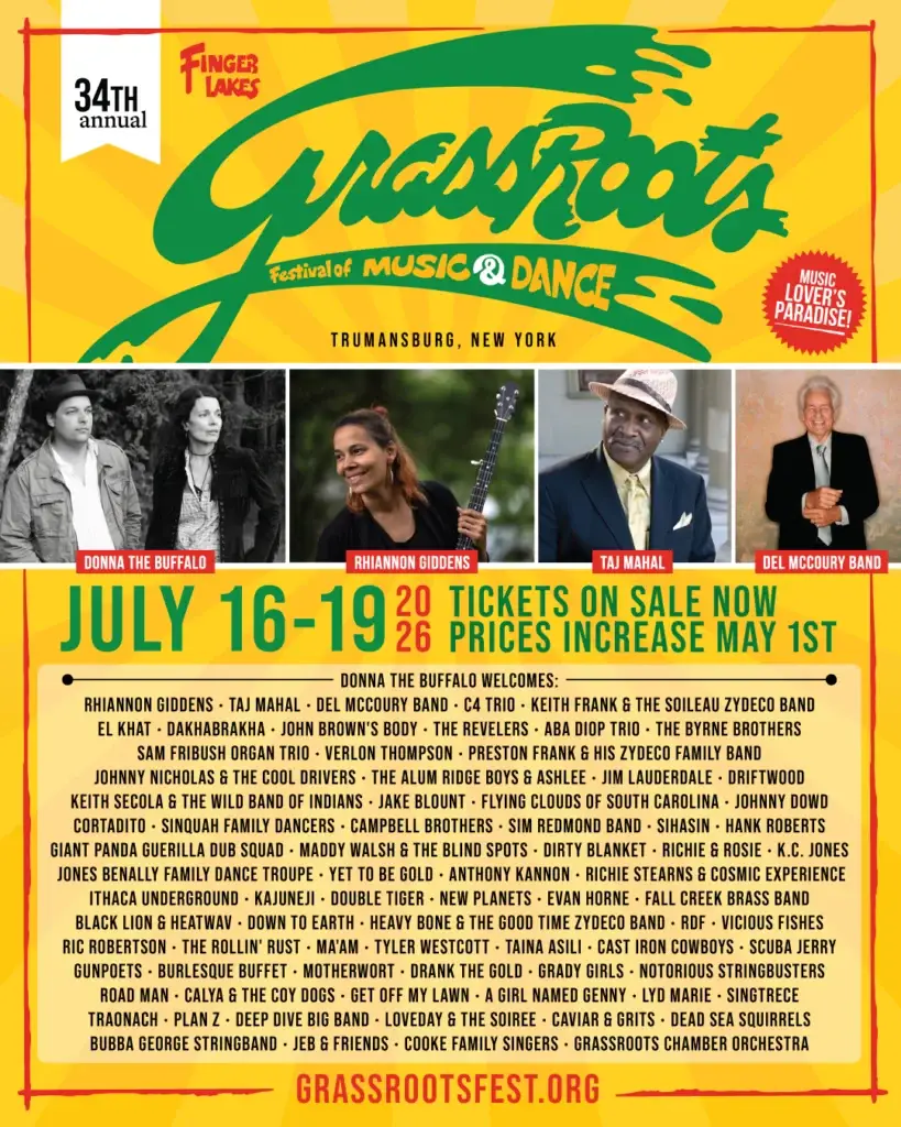 Finger Lakes GrassRoots Festival 2026 Official Poster