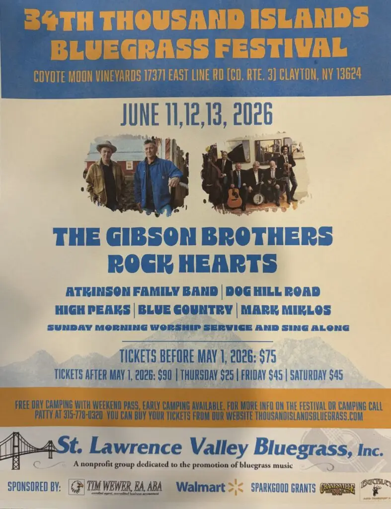 Thousand Islands Bluegrass Festival 2026 Official Poster