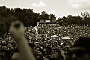 Concert crowd at an outdoor music festival