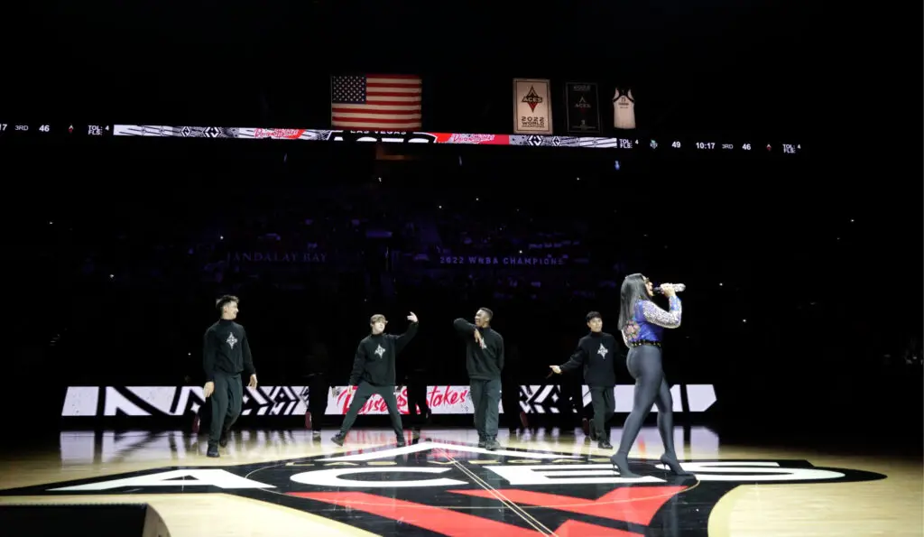 Ashanti performing live on stage