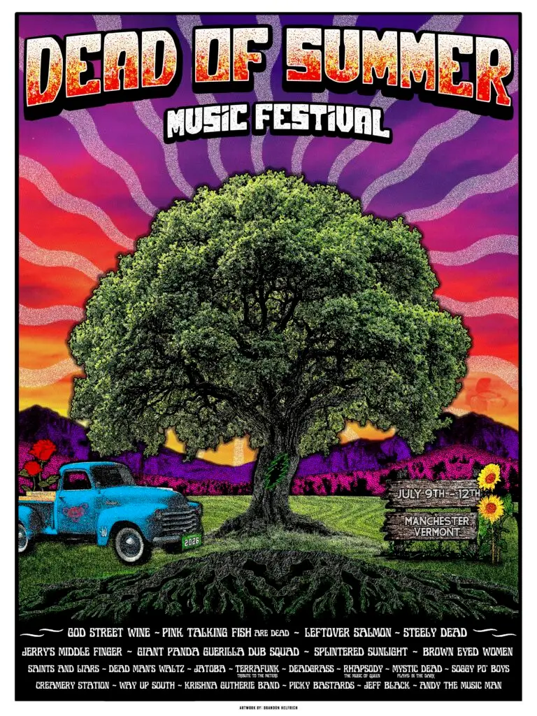 Dead of Summer Music Festival 2026 poster for Manchester, Vermont