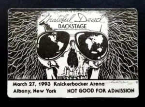 Grateful Dead backstage pass from the March 1993 three-night run at Knickerbocker Arena in Albany, New York