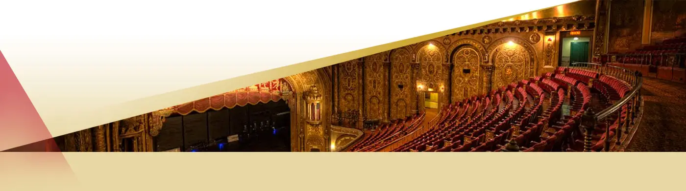 Landmark Theatre ornate interior auditorium with gold Indo-Persian walls and red velvet seating in Syracuse New York