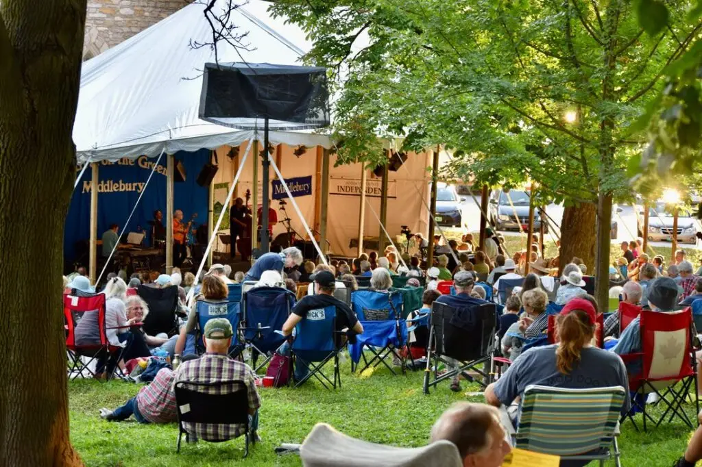 Audience at the Middlebury Festival on the Green in Middlebury, Vermont