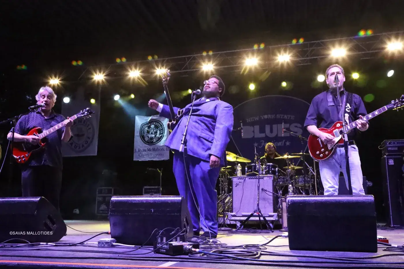 Blues musicians performing at the NYS Blues Festival at Chevy Court in Syracuse