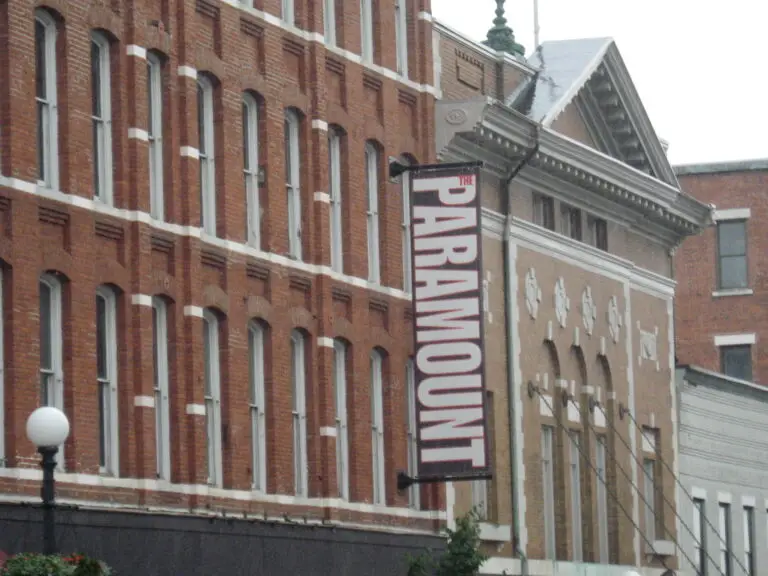 Paramount Theatre marquee sign in downtown Rutland, Vermont