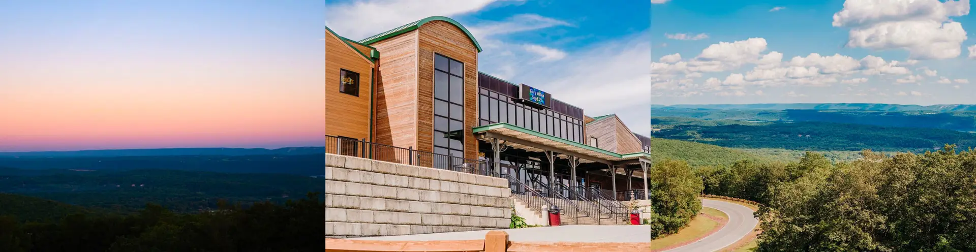 Penn's Peak exterior and panoramic Lehigh Valley mountain vista from mountaintop venue in Jim Thorpe Pennsylvania