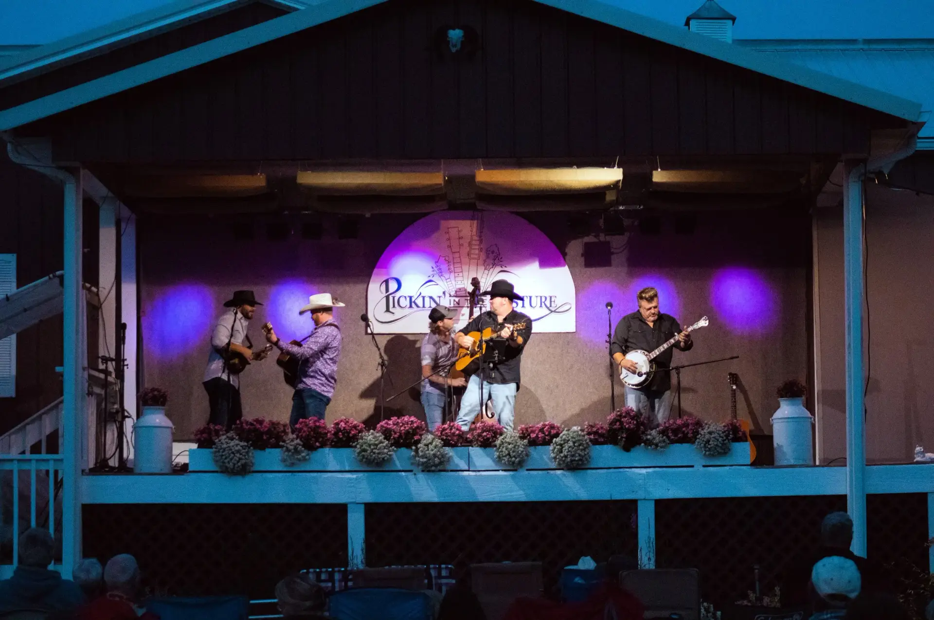 Bluegrass band on the Pickin in the Pasture stage