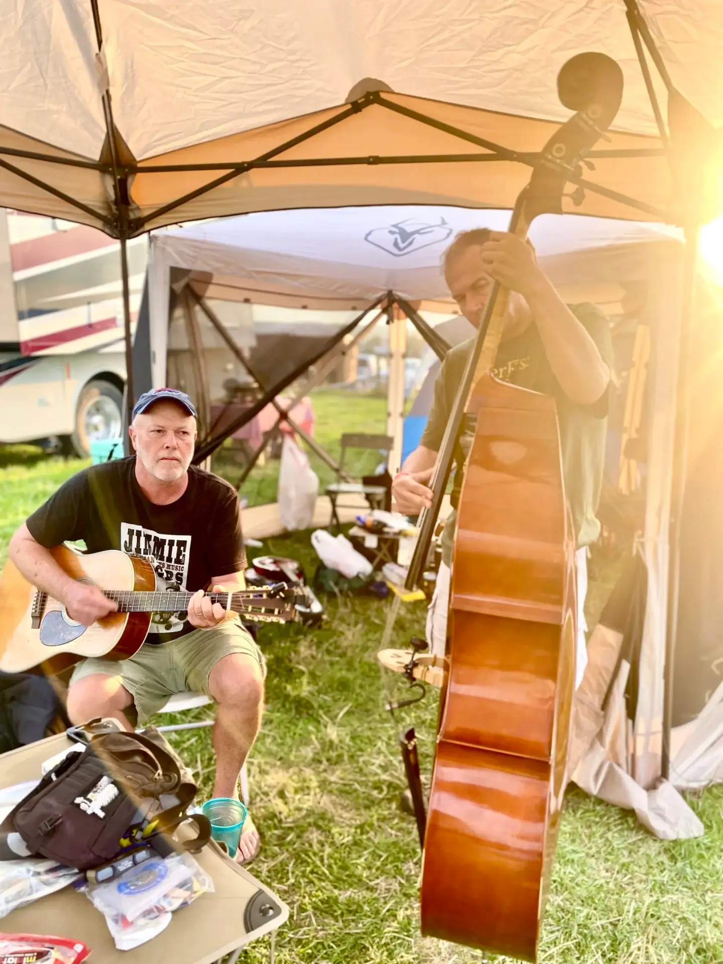 Campground jam session at Pickin in the Pasture