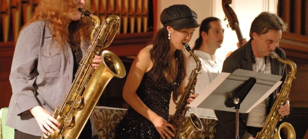 Saxophone players performing at the Pittsfield CityJazz Festival
