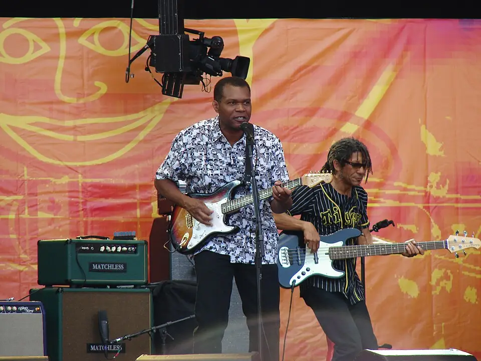 Blues guitarist Robert Cray performing on stage