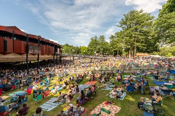 Festival crowd on the SPAC lawn during the Saratoga Jazz Festival in Saratoga Springs NY