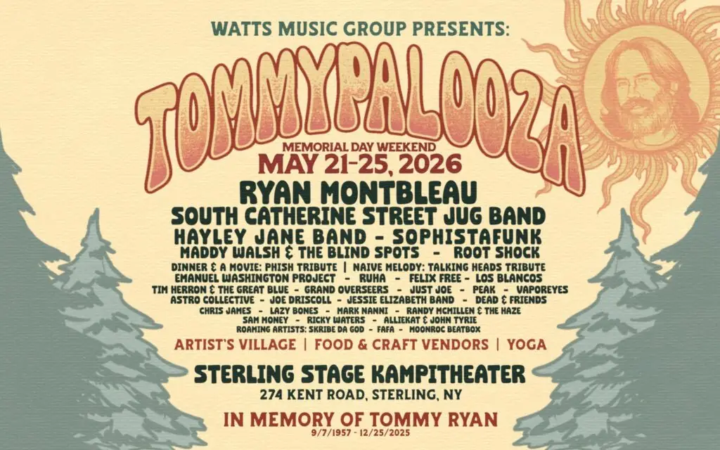Tommypalooza 2026 festival lineup poster at Sterling Stage Kampitheater in Sterling NY