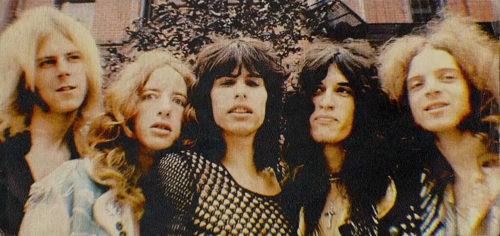 Aerosmith band photo, 1976 Back in the Saddle tour era
