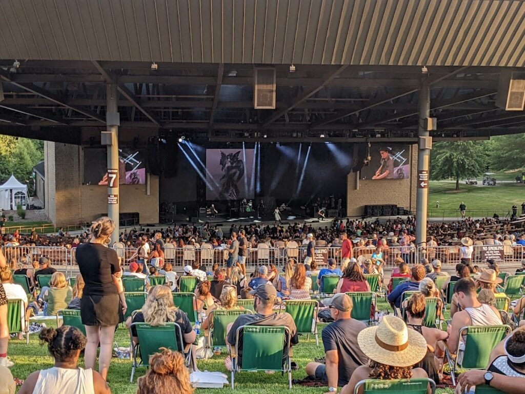 Bethel Woods Center for the Arts amphitheater and lawn on the historic Woodstock site in Sullivan County, New York