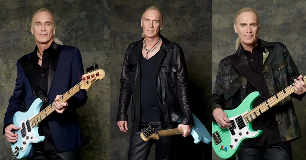 Billy Sheehan, bassist from Buffalo, New York, with Yamaha signature bass