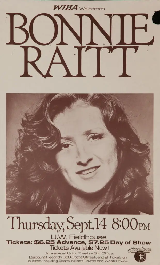 Bonnie Raitt — original 1978 concert poster, Sweet Forgiveness tour era