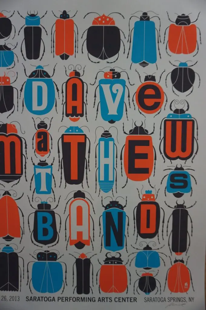 Dave Matthews Band SPAC Saratoga Springs silkscreen concert poster, May 26, 2013