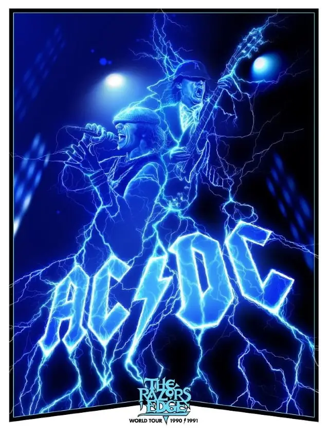 AC/DC Razors Edge World Tour concert poster, 1991