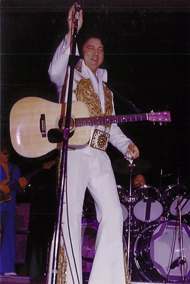 Elvis Presley performing live in concert, May 1977