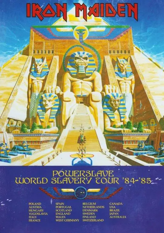 Iron Maiden Powerslave World Slavery Tour concert poster, 1985