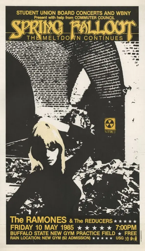 The Ramones — Spring Fallout concert flyer, Buffalo State College, May 10, 1985