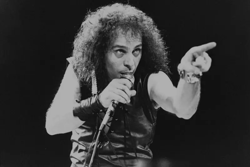 Ronnie James Dio performing live, heavy metal vocalist from Cortland, New York