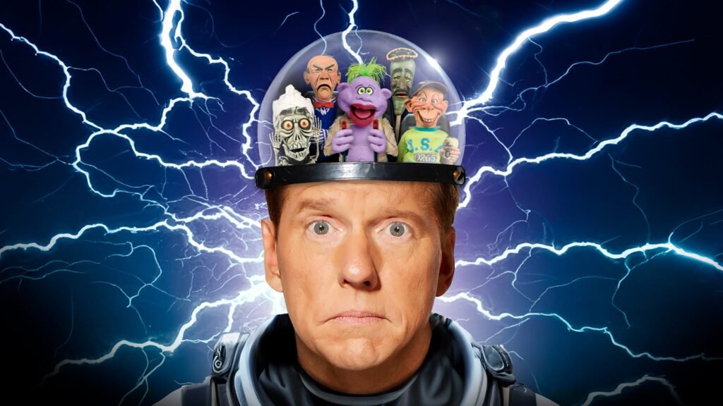 Jeff Dunham with his puppet characters in the Artificial Intelligence tour promotional photo