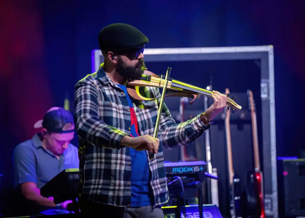 Dave Matthews Tribute Band performs live, violin player on stage with electric violin