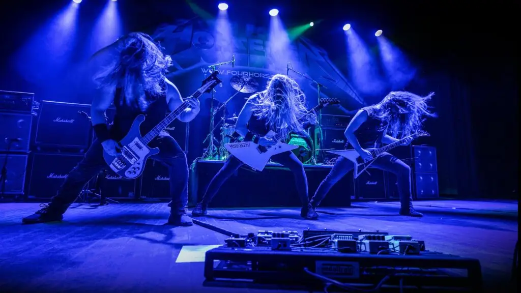 The Four Horsemen perform live on stage, a Metallica tribute band at The Showroom at Turning Stone Resort Casino