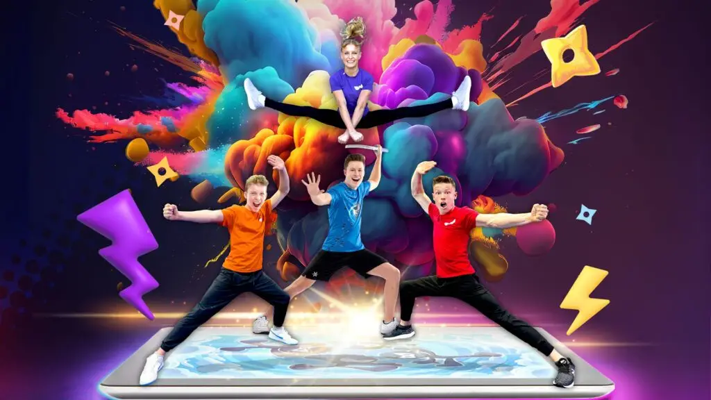 Ninja Kidz performers jump in dynamic poses for their Infinite Possibilities live show tour