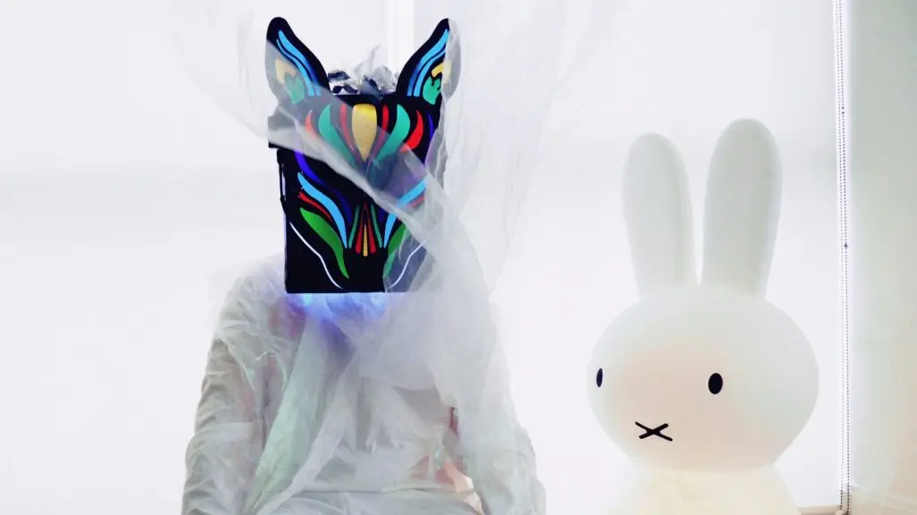 Slow Magic performs in signature colorful illuminated mask at Showcase Lounge at Higher Ground