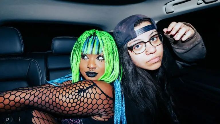 Meet Me @ The Altar duo Edith Victoria and Ada Juarez in promotional photo for their Worried Sick Summer Tour