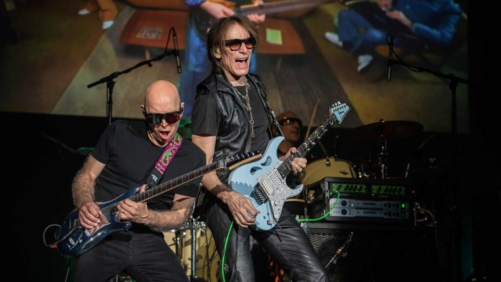 Joe Satriani and Steve Vai perform together as the SatchVai Band on the Surfing With The Hydra Tour