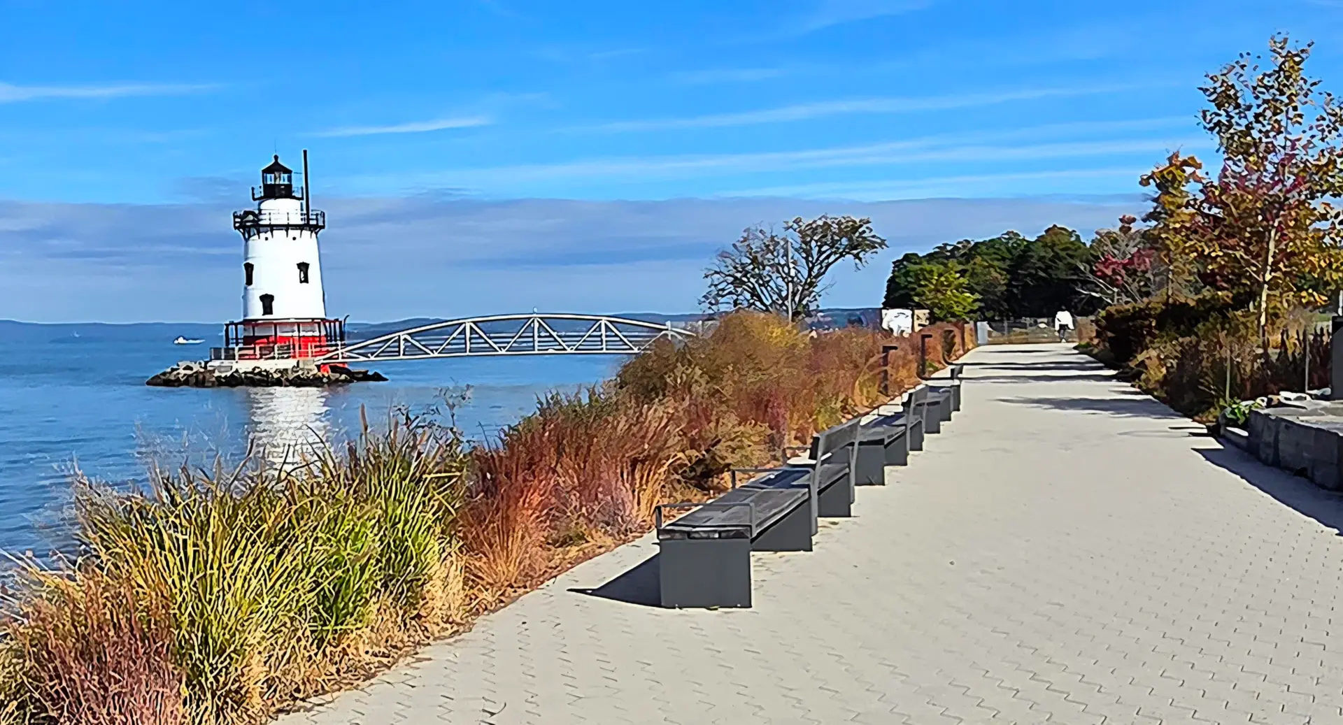Tarrytown Lighthouse on the Hudson River with Kingsland Point Park in the background, Sleepy Hollow NY
