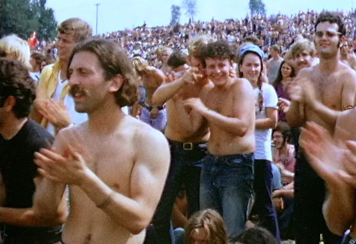 Part of the crowd on the first day of the Woodstock Music and Art Fair at Bethel, NY, August 15, 1969