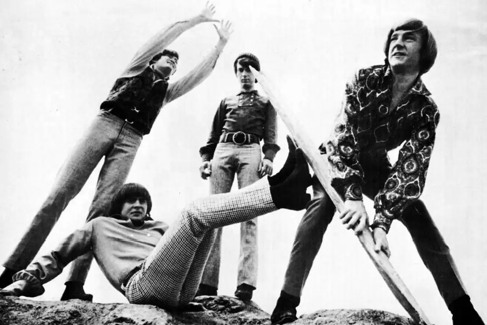 The Monkees promotional photo (Mickey Dolenz, Davy Jones, Mike Nesmith, Peter Tork), 1967 — the same lineup that reunited (minus Nesmith) for the 1986 20th Anniversary Tour