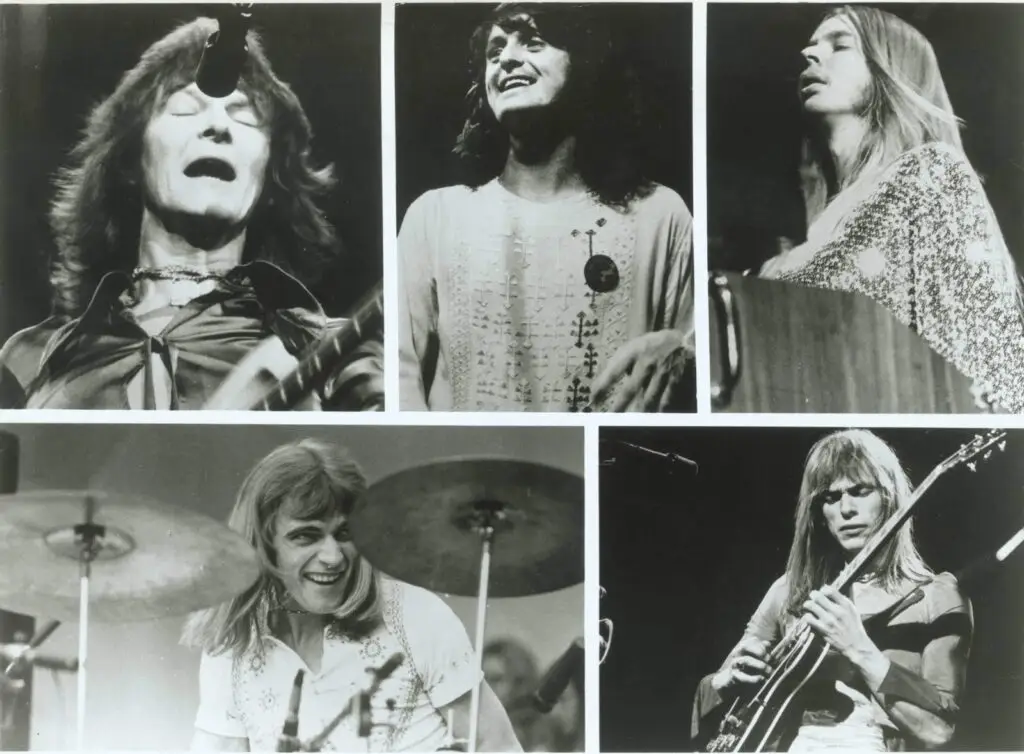 Yes (Chris Squire, Jon Anderson, Rick Wakeman, Alan White, Steve Howe) — 1973 Atlantic Records press photo, the classic prog lineup