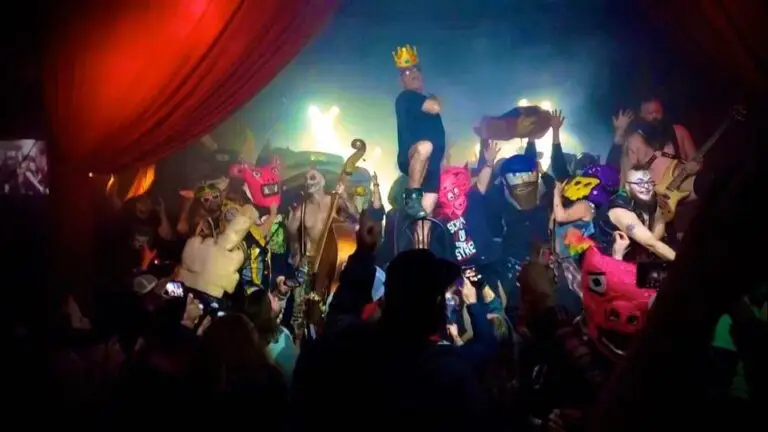 Green Jelly performs live with their signature Punk Rock Puppet Show costumes at a concert
