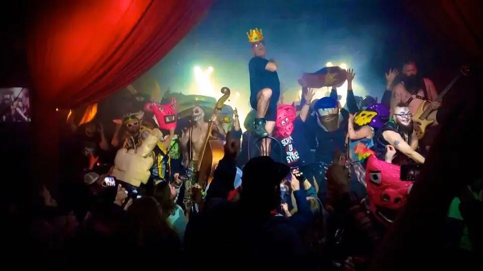 Green Jelly performs live with their signature Punk Rock Puppet Show costumes at a concert
