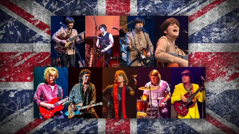 Beatles Vs. Stones: A Musical Showdown tribute performers on stage at del Lago Resort & Casino