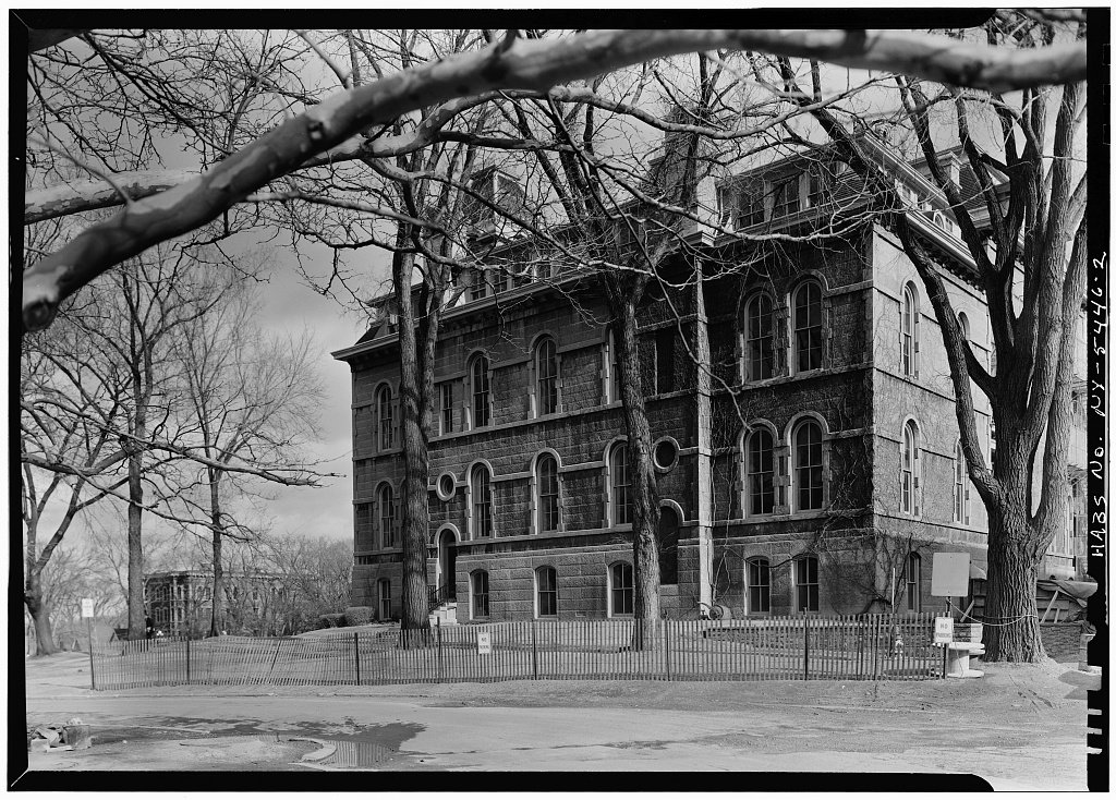 Syracuse University Hall of Languages exterior, Second Empire architecture, the historic centerpiece of the SU campus where the Jabberwocky coffeehouse operated in the Kimmel basement.