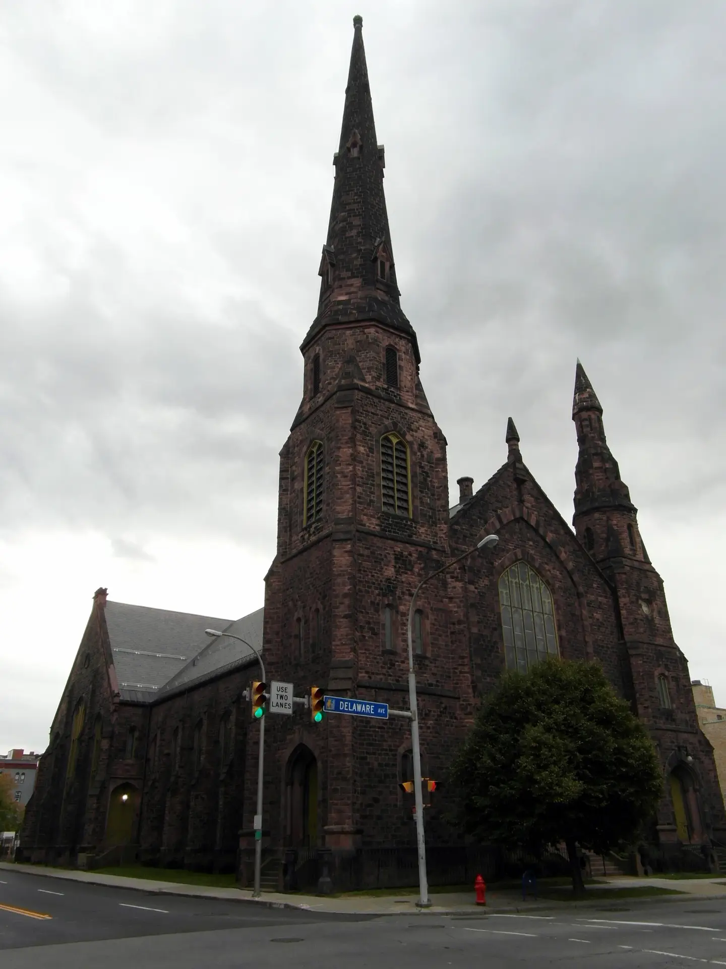 The Gothic Revival former Asbury Delaware Methodist Church, now the Babeville concert venue, at 341 Delaware Avenue in Buffalo.