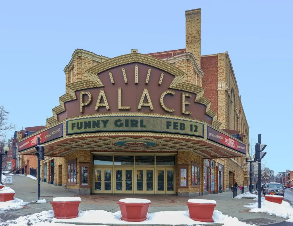 The marquee and facade of the Palace Theatre in Albany, New York