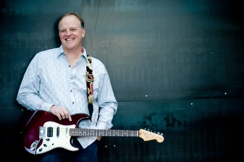 Albert Cummings holds his Fender Stratocaster at Daryl's House in Pawling, NY