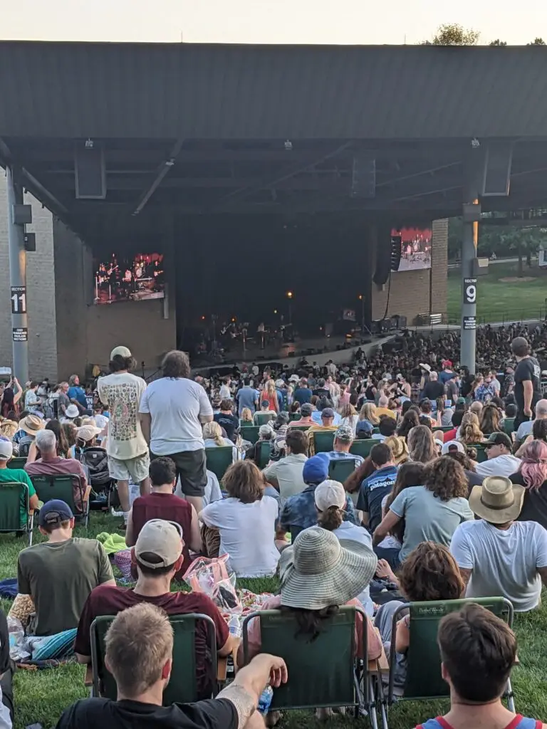 A summer concert at the Bethel Woods pavilion on the original Woodstock site