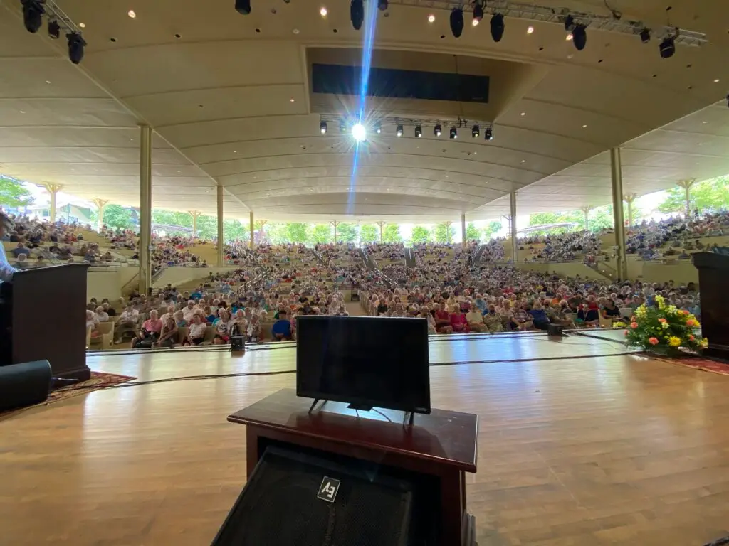 The Chautauqua Institution Amphitheater filled with a crowd