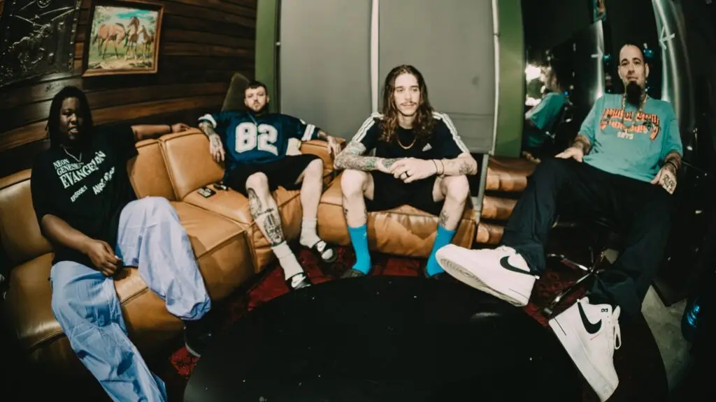 PeelingFlesh, metal band from Oklahoma City, in a promotional photo for their fall 2026 headlining tour
