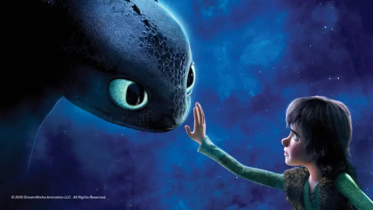 Toothless and Hiccup face to face in DreamWorks How to Train Your Dragon 2010 animated film