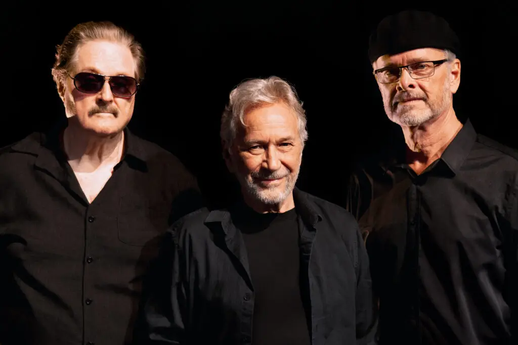 The Stampeders 2024 press photo — Rich Dodson, Kim Berly, and Dave Chabot